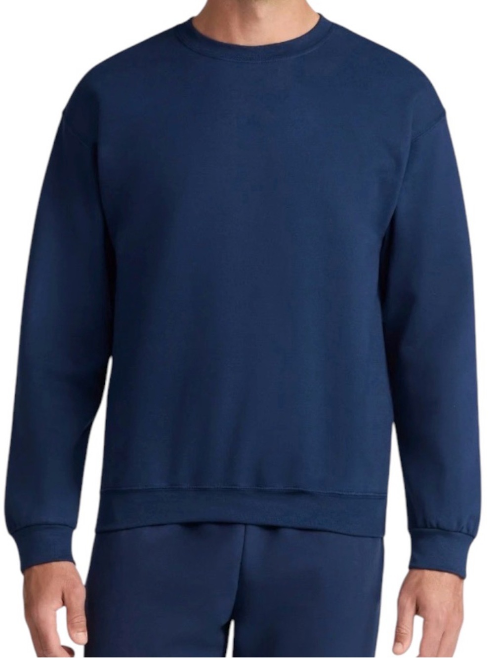 Navy Blue Athletic Works Moisture Wicking Men's Fleece Crewneck Sweatshirt